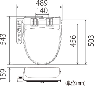 温水洗浄便座　SCS-TCU1020　寸法図