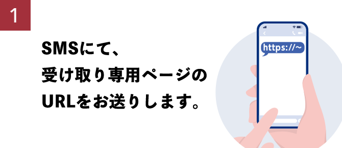 1 SMSにて、受け取り専用ページのURLをお送りします。