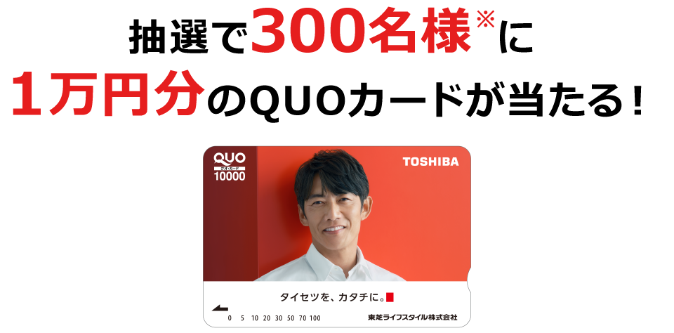 抽選で300名様※に1万円分のQUOカードが当たる