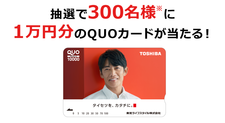 抽選で300名様※に1万円分のQUOカードが当たる