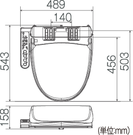 東芝温水洗浄便座　SCS-T160　寸法