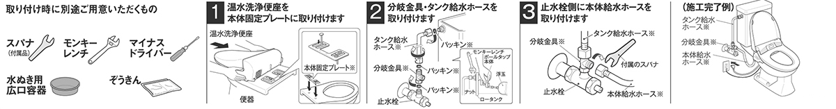 東芝温水洗浄便座　SCS-T275　取付方法