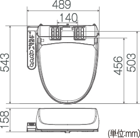 東芝温水洗浄便座　SCS-S300　本体寸法